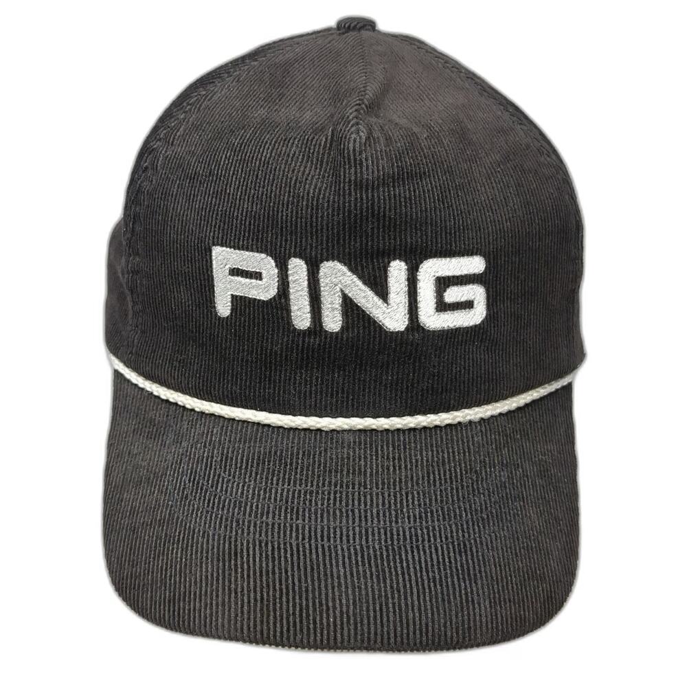 Ping 5 Panel Black Hat One Size Rope Corduroy Strapback Golf Embroidered USA